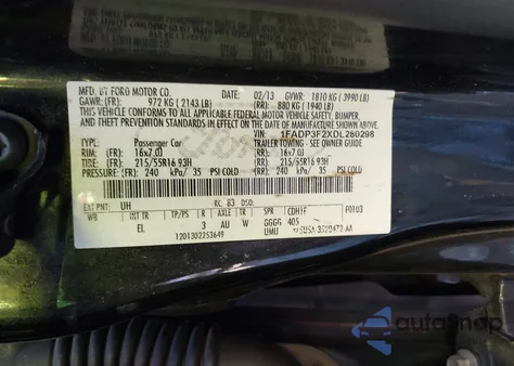 2013 Ford Focus Se from USA, damaged, VIN 1FADP3F2XDL280298